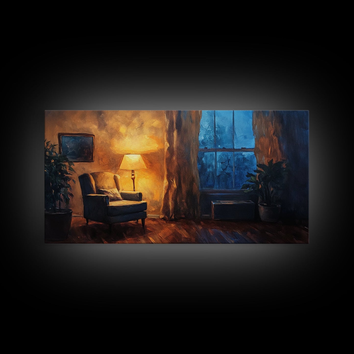 Cozy Armchair Framed Canvas Print, Rustic Living Room Art, Moody Interior Wall Art, Farmhouse Above Sofa Decor, Gift Idea For Him