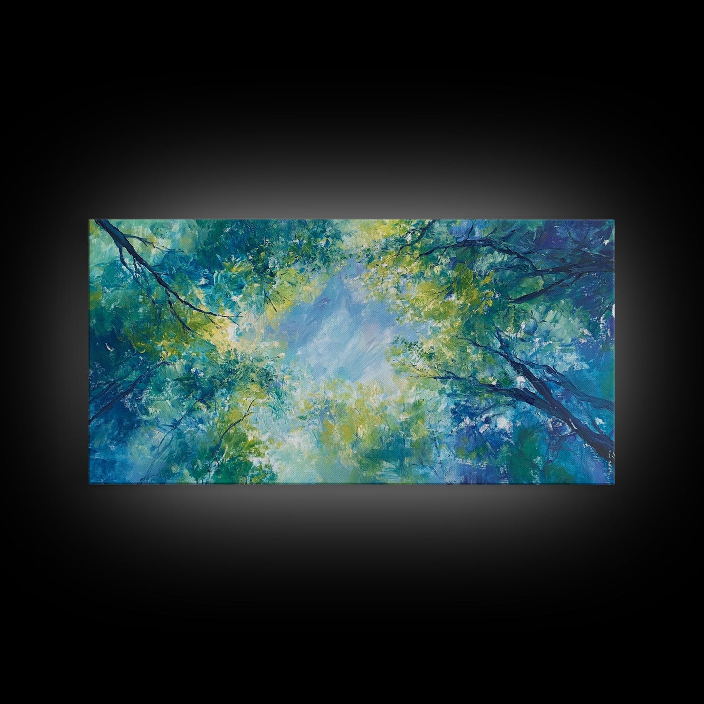 Canopy View, tree painting, green wall art, botanical prints, sage green wall art, whimsical art, Framed Canvas Print, gift idea