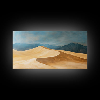 Desert Landscape, Mountain Painting, Rustic Decor, Southwest Wall Art, Framed Canvas Print, Panoramic Art, Earthy Tones Wall Art