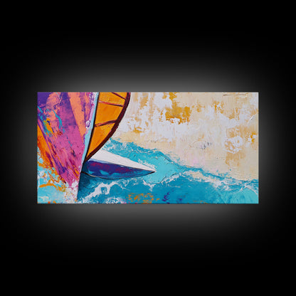 Sailboat Painting, Coastal Art, Nautical Decor, Canvas Print, Surf Wall Art, Ocean Art, Coastal Cowgirl Wall Art, Seascape Painting