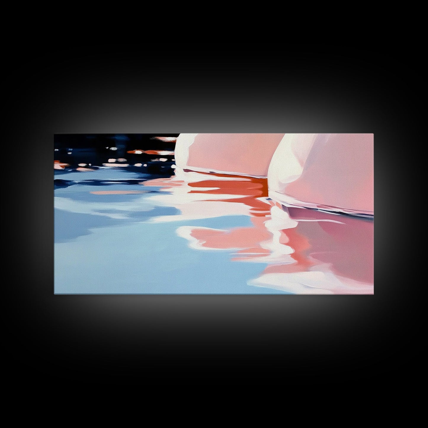 Water Reflection, Abstract Lake Art, Soft Pastel Painting, Minimalist Modern Aesthetic, Dreamy Nature Scene, Framed Canvas Print