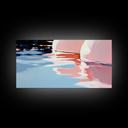 Water Reflection, Abstract Lake Art, Soft Pastel Painting, Minimalist Modern Aesthetic, Dreamy Nature Scene, Framed Canvas Print