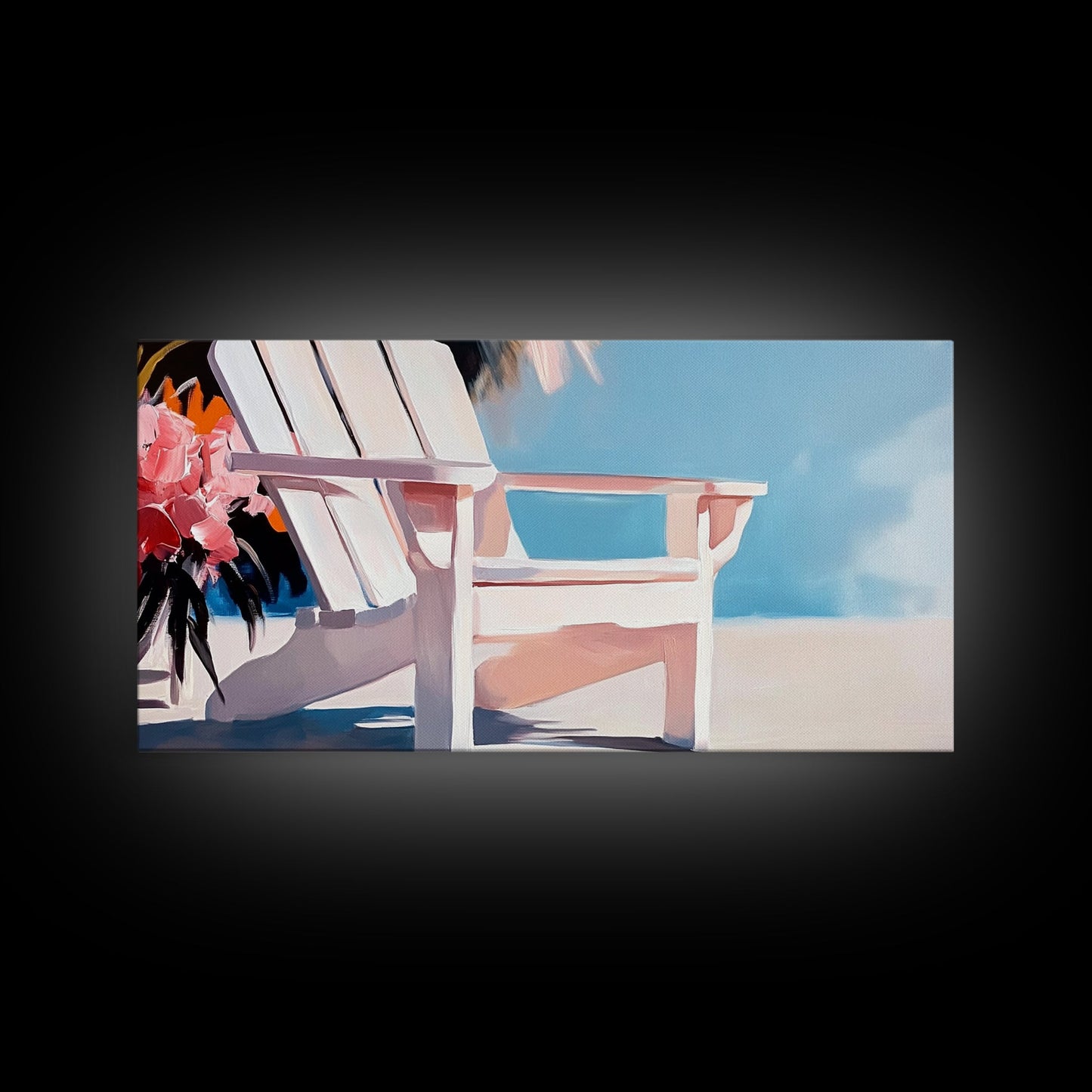 Beach Chair, Summer Relaxation, Coastal Outdoor Art, Vacation Aesthetic, Tropical Home Decor, Minimalist Pastel, Canvas Print, Patio