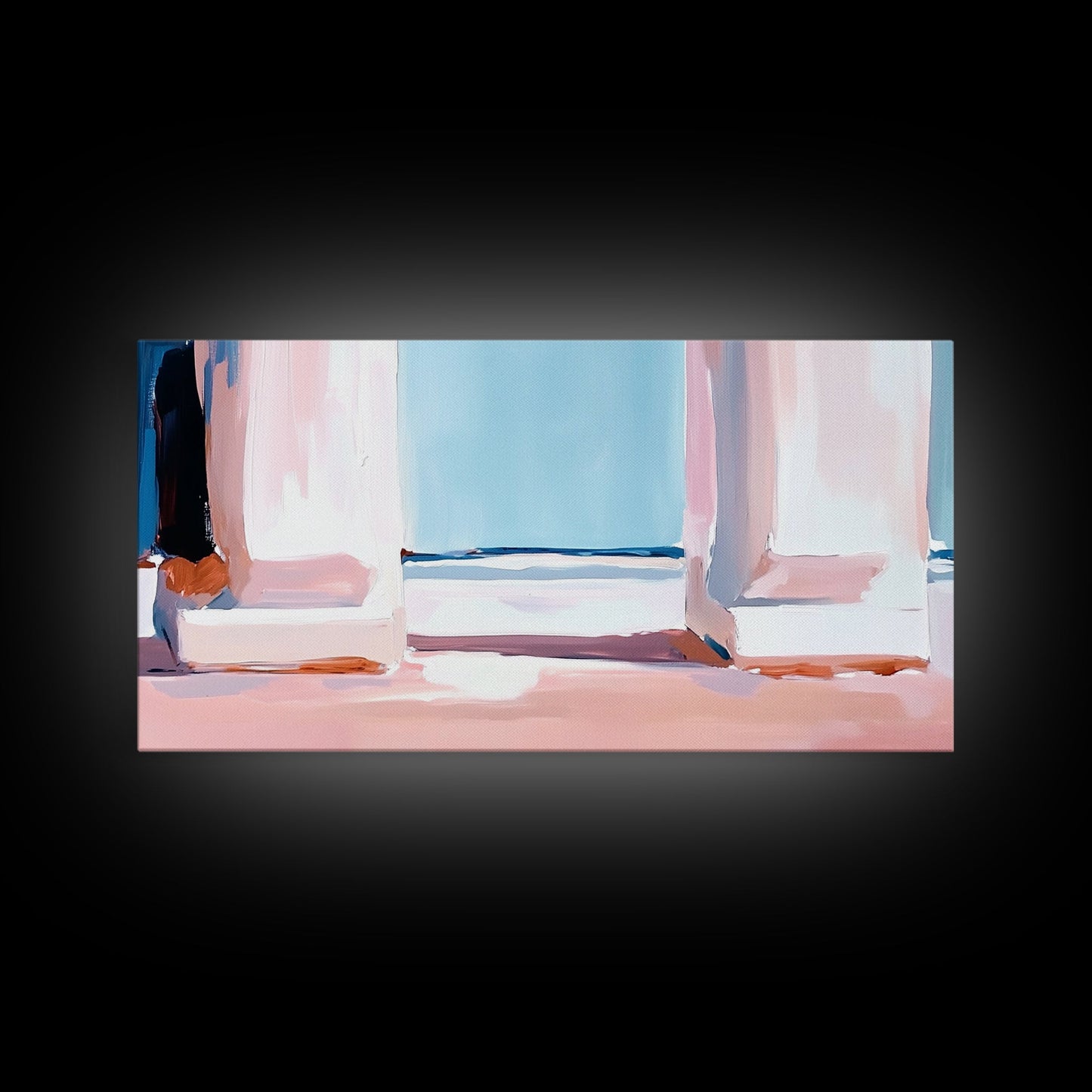 Window View, Coastal Dream, Minimalist Seascape, Pastel Home Decor, Beach Aesthetic, Living Room Wall Art, Modern Art, Framed Canvas Print