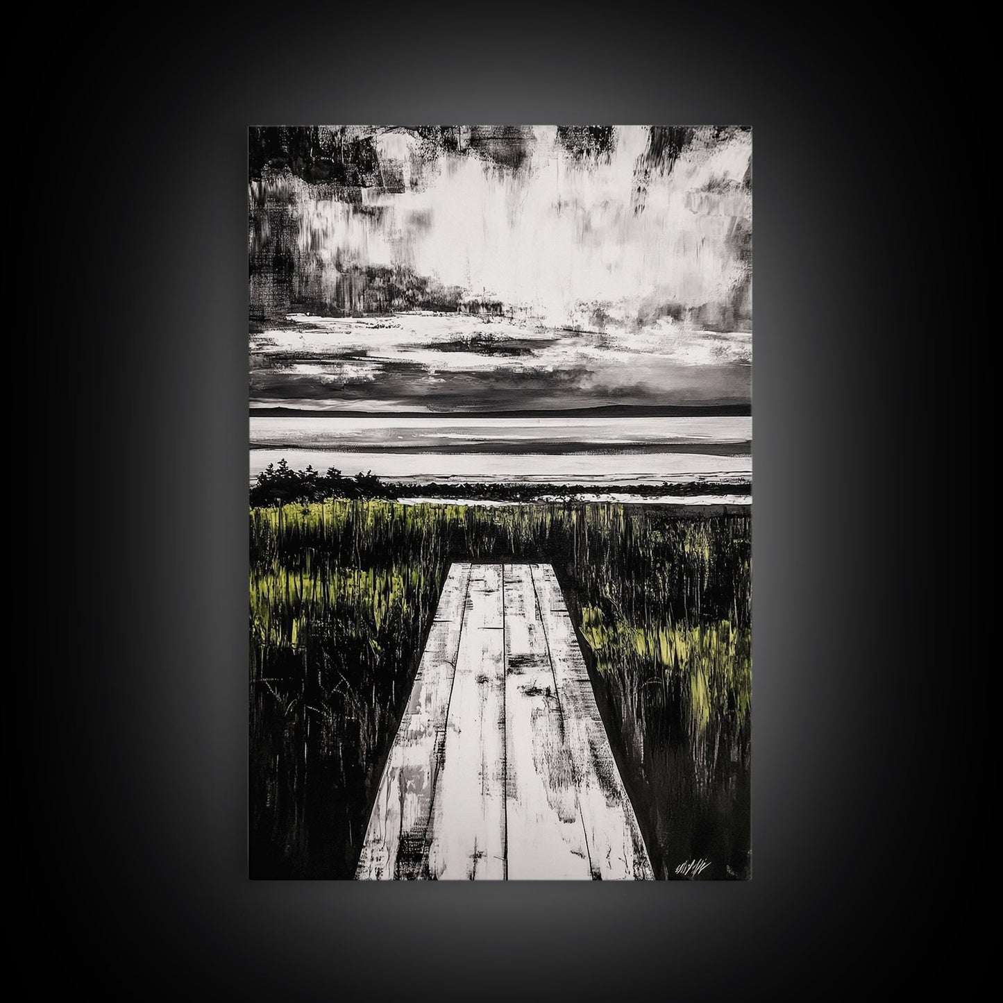 Pathway Beach Scene, Serene Coastal Art, Black and White Landscape, Modern Wall Decor, Relaxing Nature Framed Canvas Print, Office Art