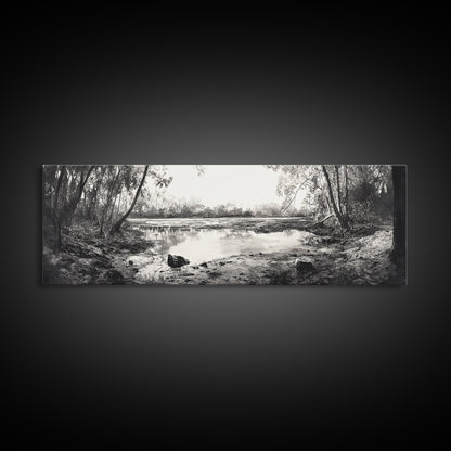 Swamp Scene, Wetlands Wall Art, Nature Reflection Print, Framed Canvas Print, Rustic Living Room Art, Earthy Tones, Woodland Decor