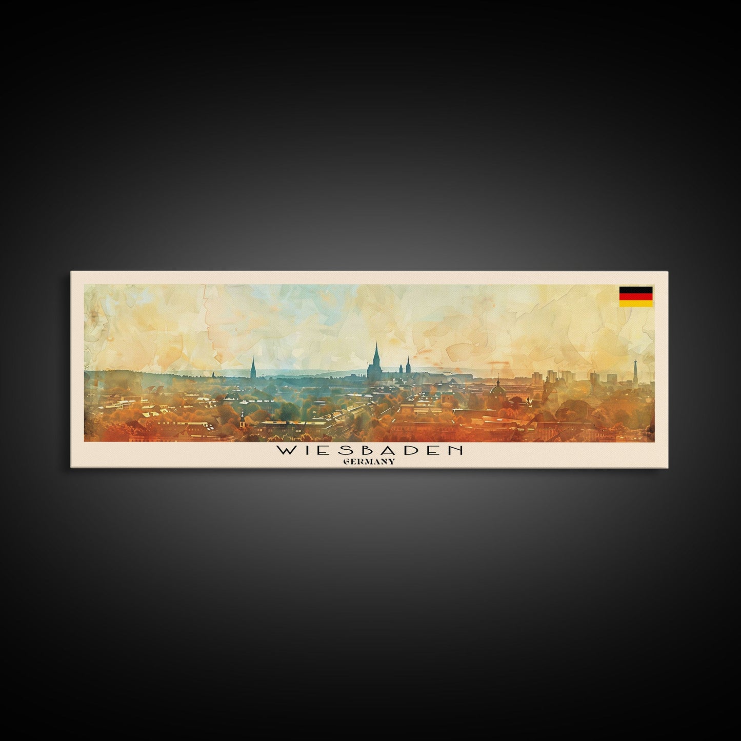 Wiesbaden Germany Travel Print Wall Art, Panoramic City Art, Travel Art, Wall Decor, Vacation Gift, Framed Canvas Print Or Metal Art