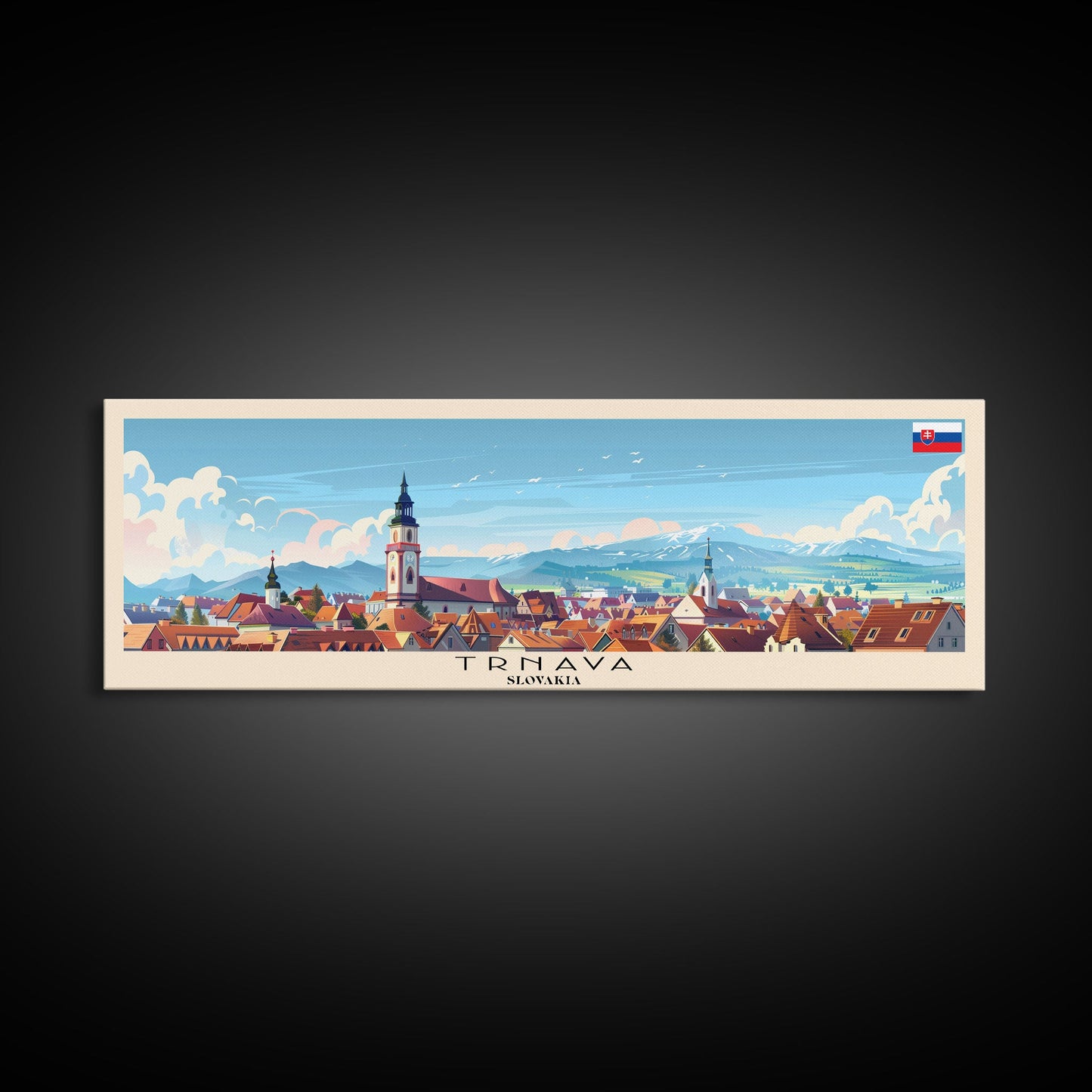 Trnava Slovakia Wall Art, Panoramic Travel Poster, Panoramic Framed Canvas Print, City Wall Art, Wall Hanging Home Decor, Travel Art