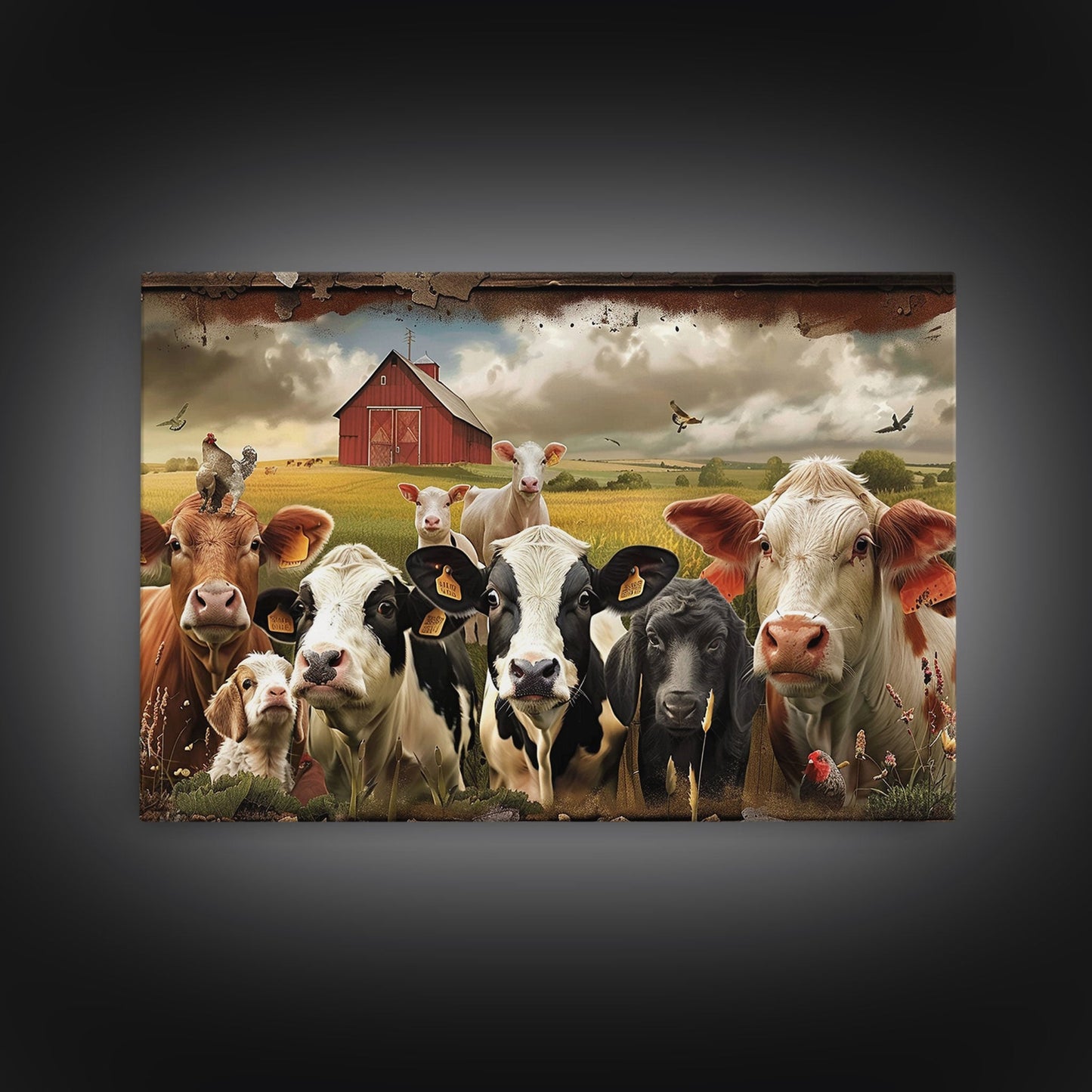 Cute Farmhouse Animal Print, Window Art, Wall Art, Home Decor, Wall Decor, Cute Farmhouse Kitsch Living Room Art