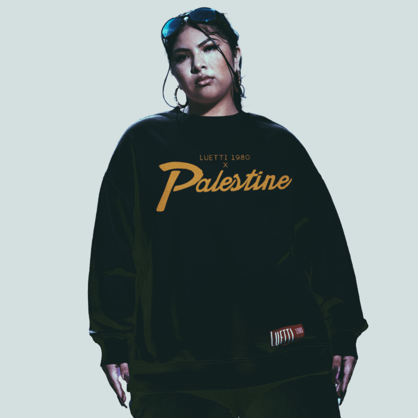 Luetti 1980 Palestine Retro 90's Script Washed Oversized Sweatshirt
