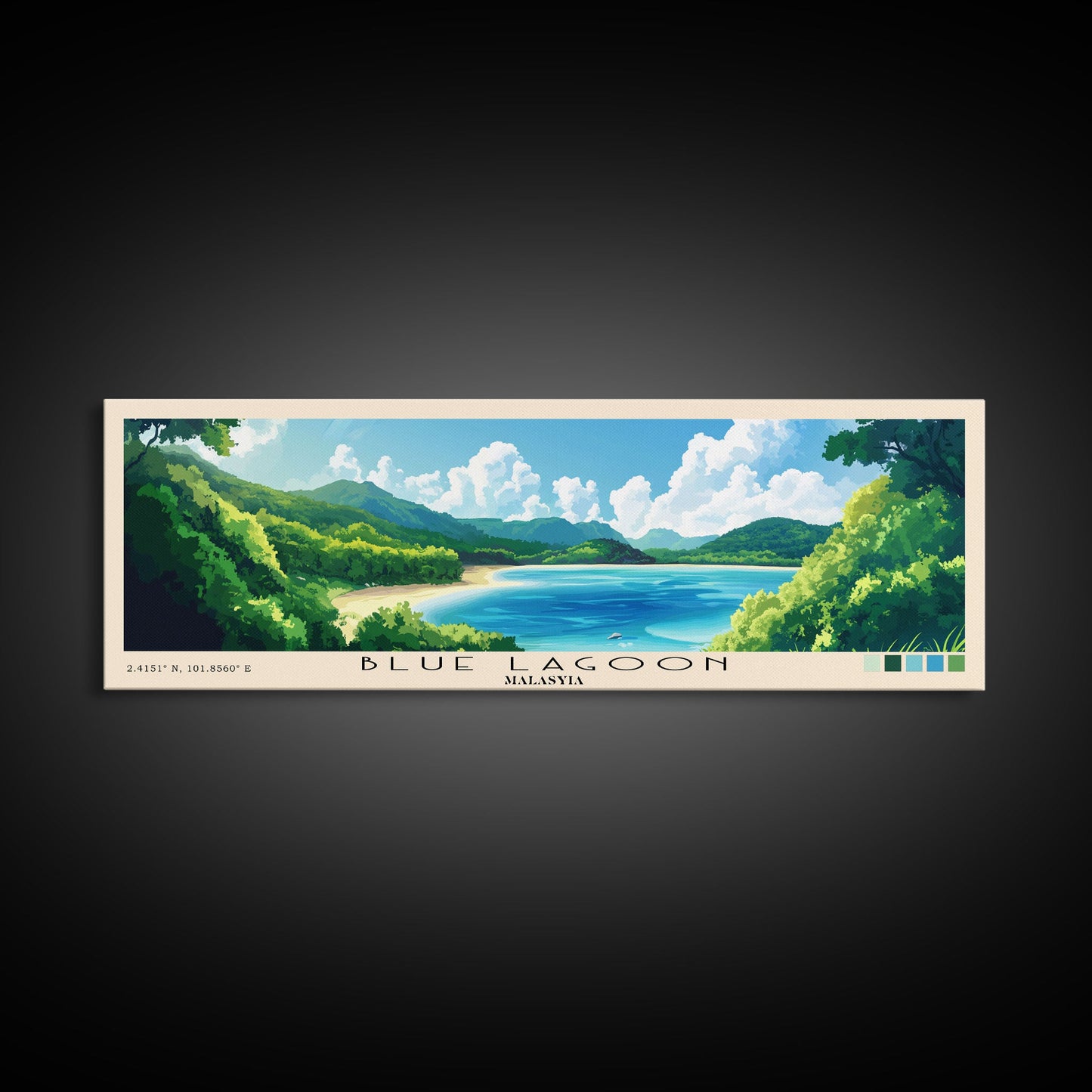 Blue Lagoon, Malasyia Panoramic Print, Vacation Gift, Malasyia Wall Art, Vacation Wall Art, Vacatation Memories, Beach Decor, Beach Or Lakehouse Art