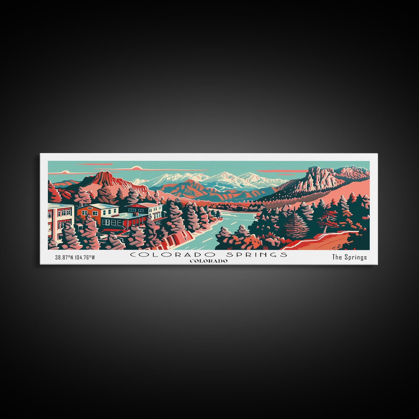 Colorado Springs Colorado Panoramic Travel Poster Canvas Print