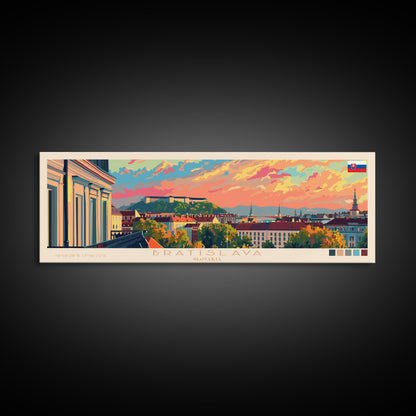 Bratislava Slovakia Wall Art, Panoramic Travel Poster, Panoramic Framed Canvas Print, City Wall Art, Wall Hanging Home Decor, Travel Art