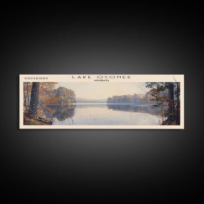 Lake Oconee Georgia Framed Canvas Print, Lake House Decor, Panoramic Wall Art, Travel Poster, Serene Landscape Painting, Living Room Decor