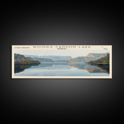 Woods Canyon Lake Arizona Panoramic Wall Art, Framed Canvas Print, Lake House Decor, Travel Poster, Serene Landscape, Home Art