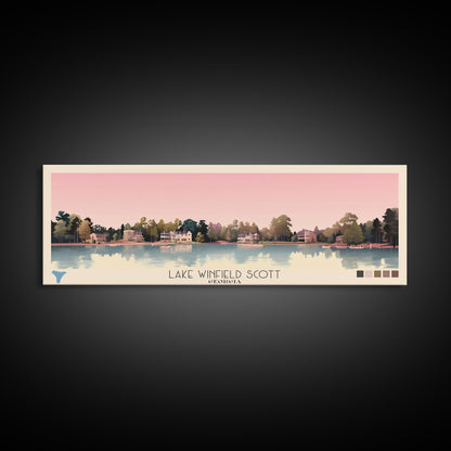 Lake Winfield Scott, Georgia Panoramic Wall Art Framed Canvas Print, Midcentury Modern, Pop Art, Home Decor, Travel Poster, Living Room Art