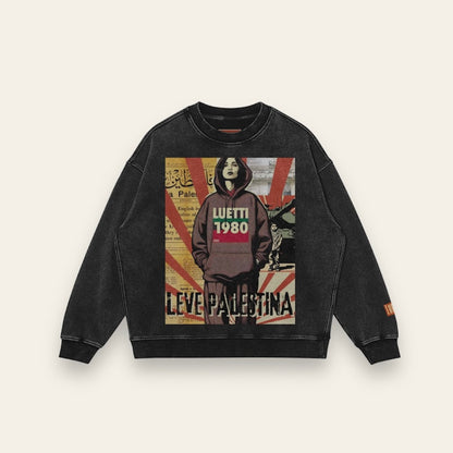 Leve Palestina Poster Oversized Faded Sweatshirt