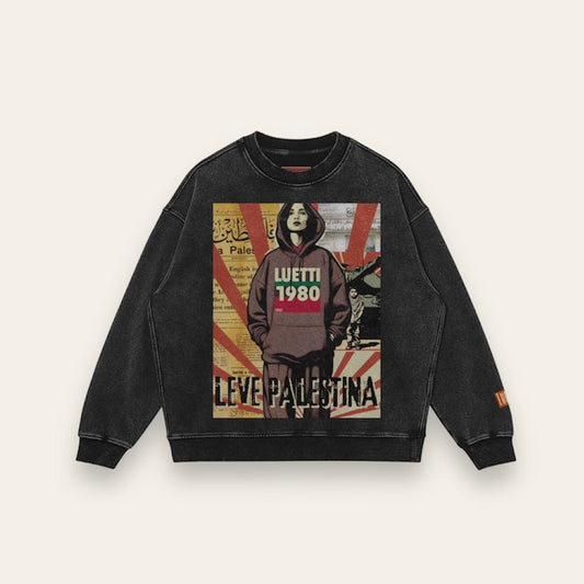 Leve Palestina Poster Oversized Faded Sweatshirt