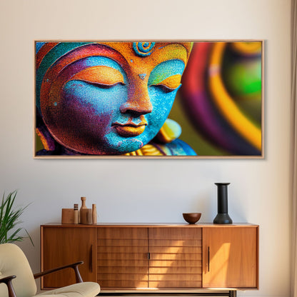 Colorful Buddha Canvas Wall Art, Framed Canvas Print, Buddhism Print, Yoga, Zen Wall Art, Buddha Decor