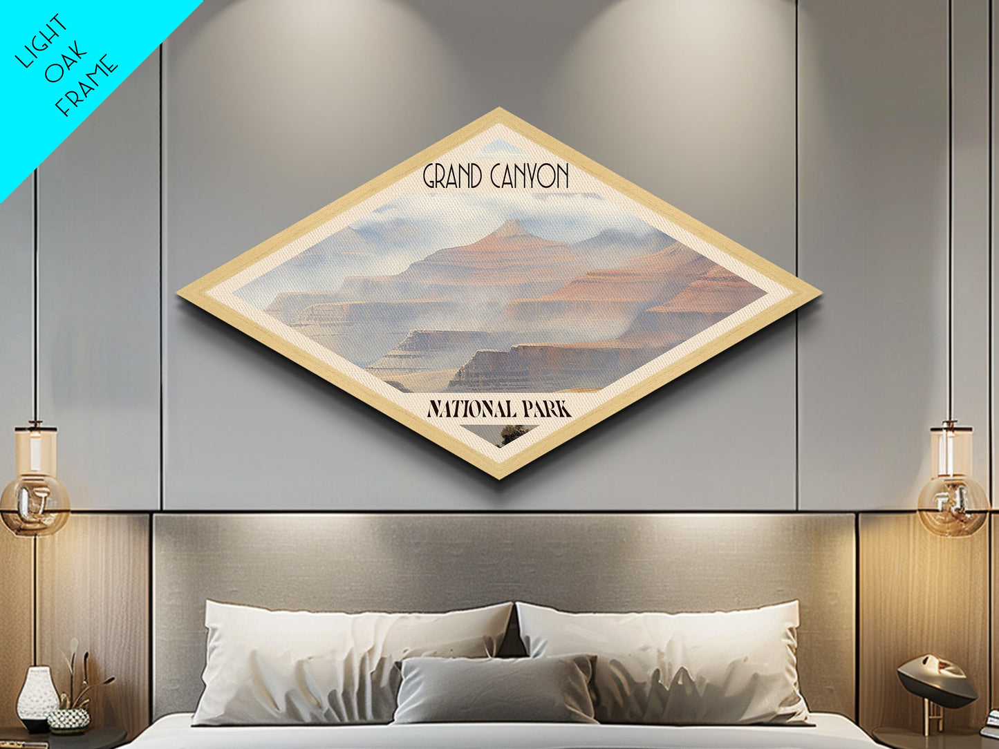 Grand Canyon National Park Travel Poster Canvas Texture Print, Travel Decor, Midcentury Modern Retro Decor Arizona Landscape