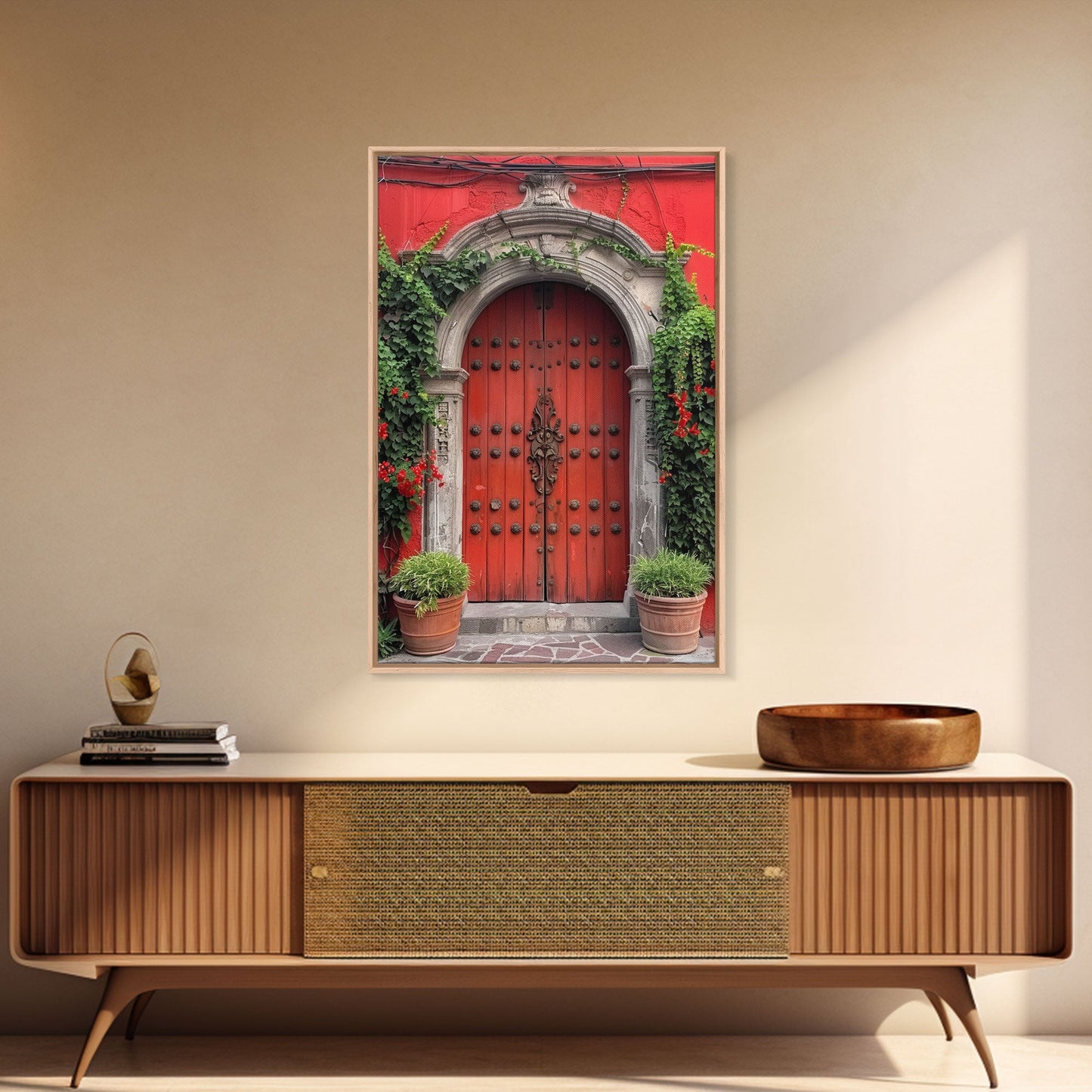 Change Hacienda Architecture Framed Canvas Print, Mexican Wall Art, Art of Mexico, Original Artwork, Wood Framed Ready To Hang