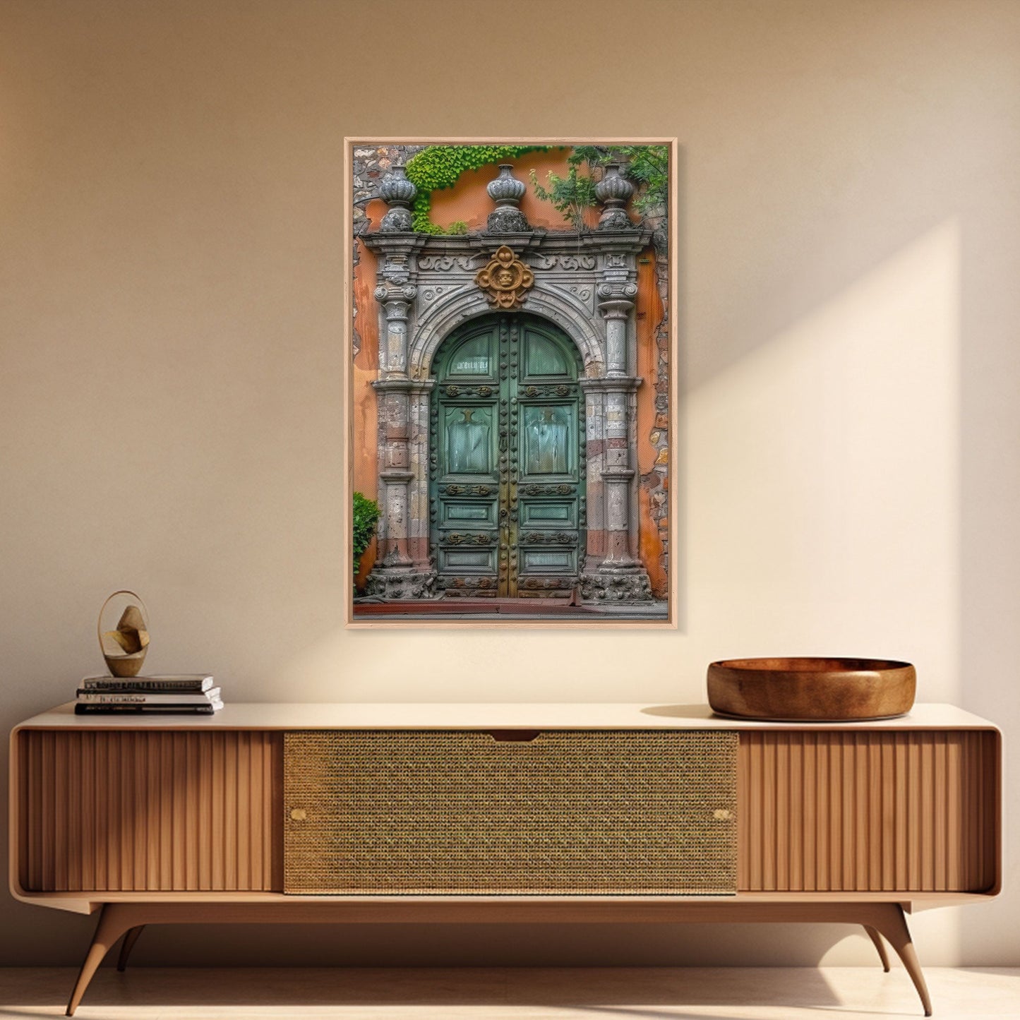 Change23 Hacienda Architecture Framed Canvas Print, Mexican Wall Art, Art of Mexico, Original Artwork, Wood Framed Ready To Hang