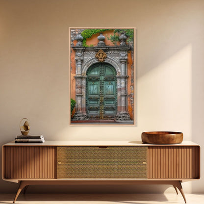 Change23 Hacienda Architecture Framed Canvas Print, Mexican Wall Art, Art of Mexico, Original Artwork, Wood Framed Ready To Hang