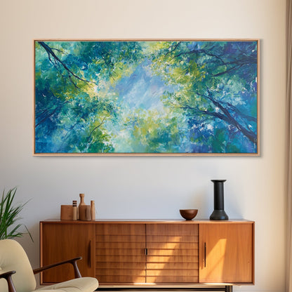 Canopy View, tree painting, green wall art, botanical prints, sage green wall art, whimsical art, Framed Canvas Print, gift idea