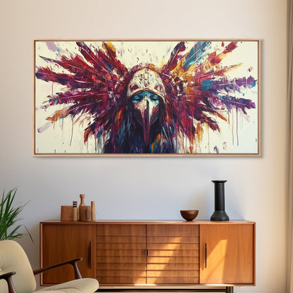 Tribal Warrior, Framed Canvas Print, dark angels wall art, moody art, abstract portrait, afrocentric wall art, gothic painting