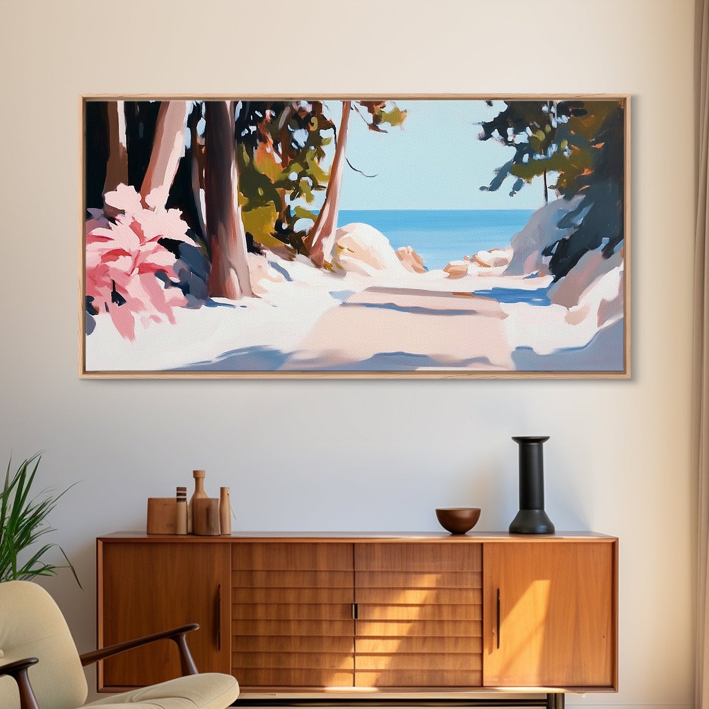 Woodland Path, Lakeside Retreat, Nature Escape, Canvas Print, Rustic Wall Art, Cabin Decor, Landscape Painting, Outdoor Serenity