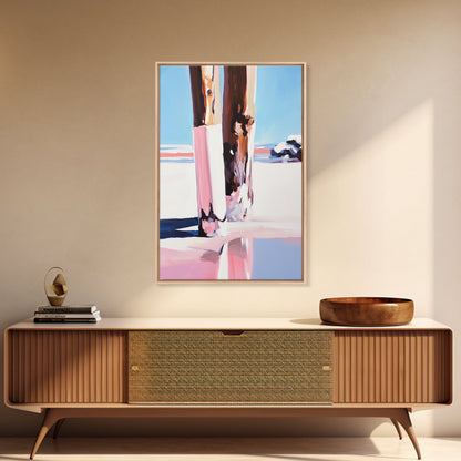 Wooden Pilings, Nautical Seaside Art, Framed Canvas Print, Coastal Minimalist Decor, Beach House Painting, Rustic Ocean Artwork