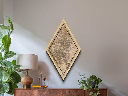Colorado Springs Diamond Shaped Travel Poster, Custom Diamond Shaped Wall Art, City Map Canvas