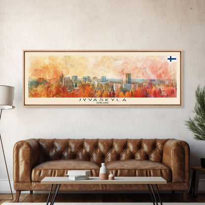 Jyvaskyla Finland Travel Art, City Art, Framed Canvas Print or Metal Wall Art, Europe Travel Poster, Panoramic Wall Art, Extra Wide Wall Art
