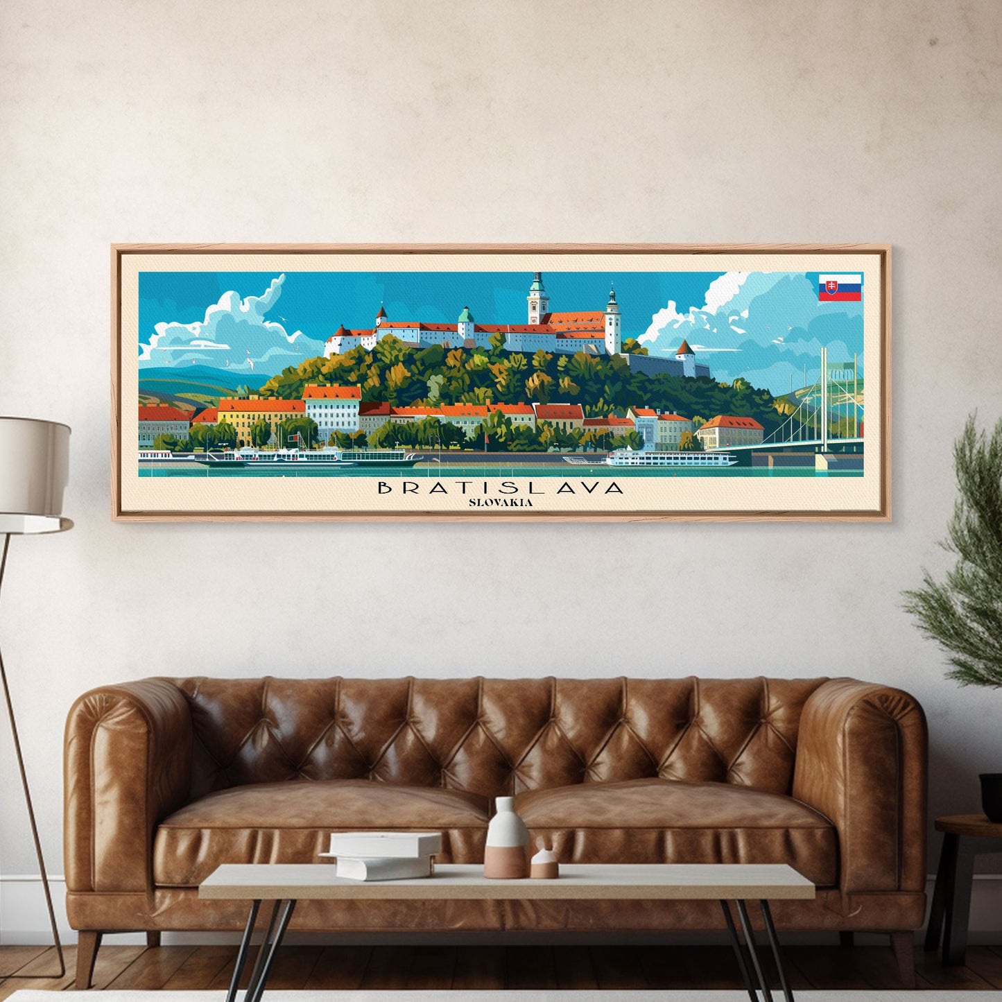 Bratislava Slovakia Wall Art, Panoramic Travel Poster, Panoramic Framed Canvas Print, City Wall Art, Wall Hanging Home Decor, Travel Art