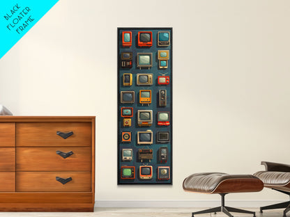 Retro Televions Framed Canvas Print, Retro Decor, Man Cave Art, Gift For Him