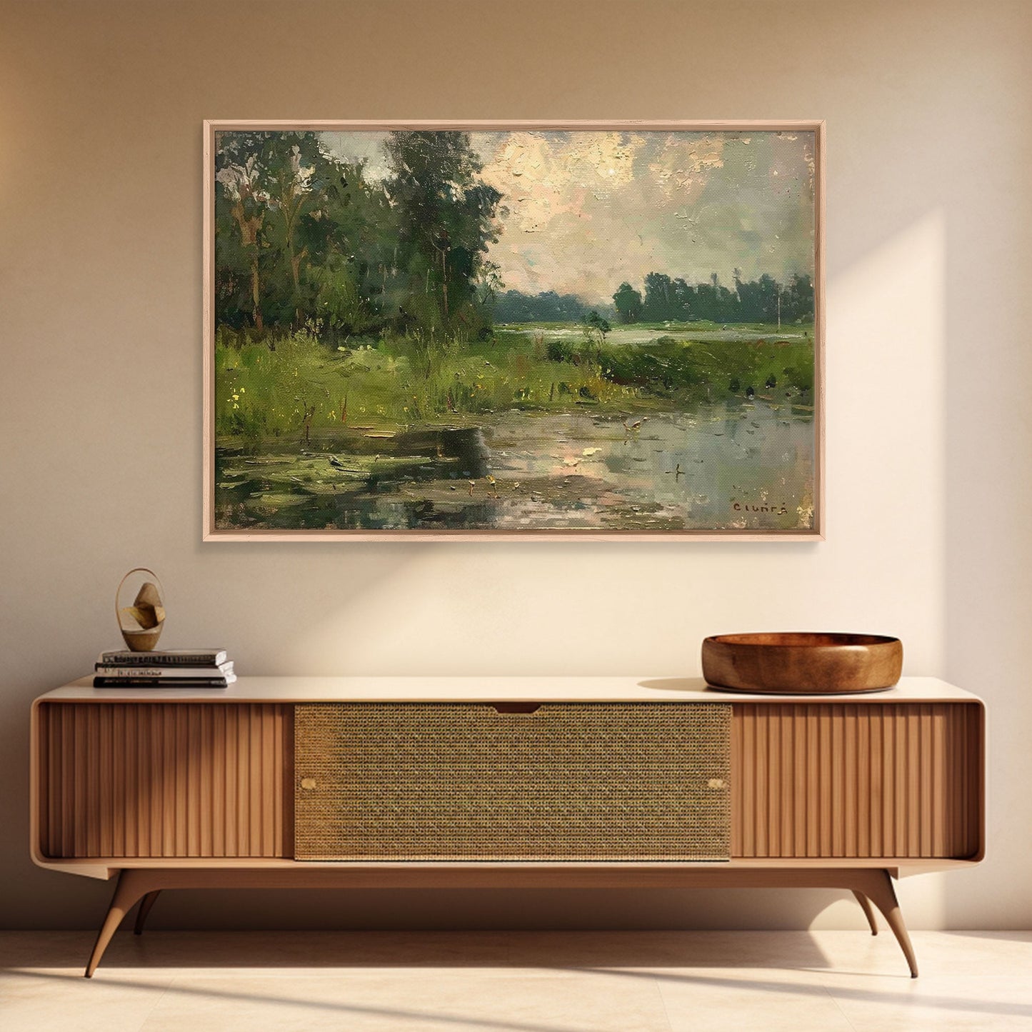 NuevArt Vintage Landscape Art Print | Vintage Painting | Wall Art | Large Print | Landscape Painting | Fall Art Print | Framed Canvas