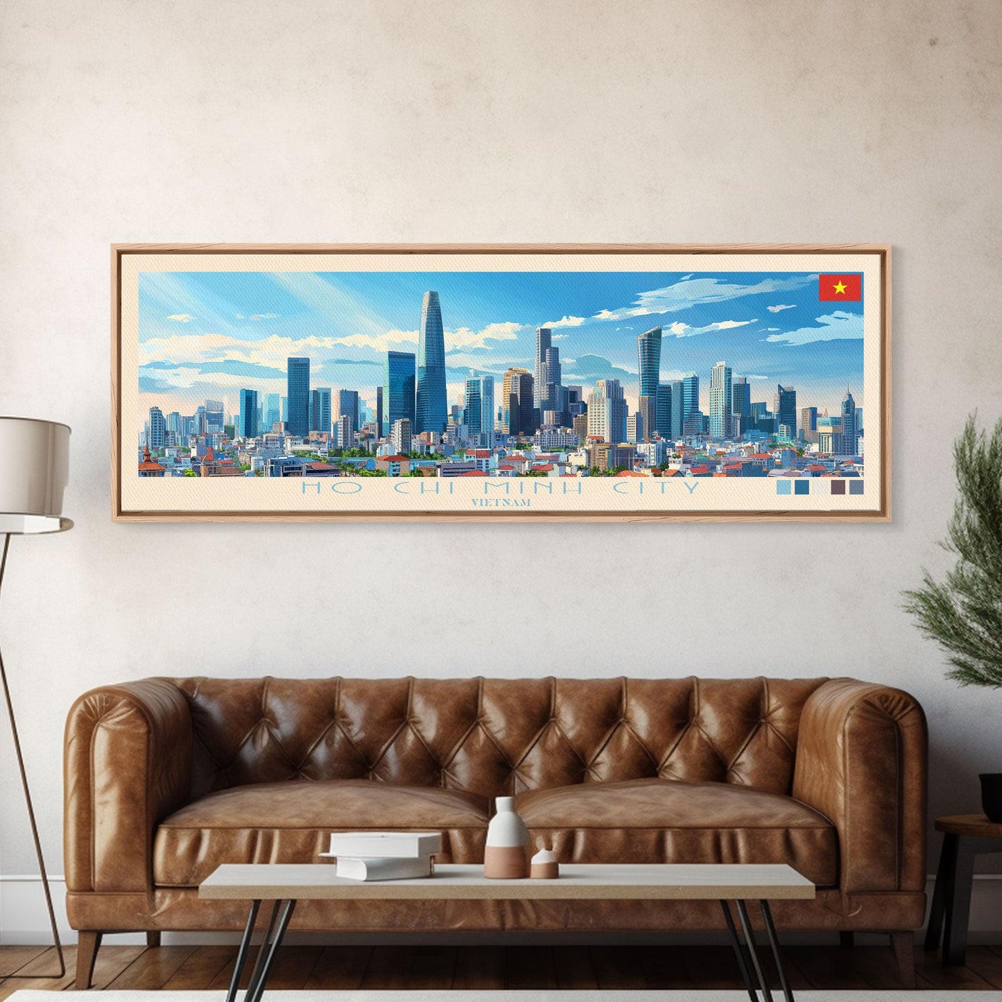 Ho Chi Minh City, Vietnam Panoramic Travel Poster Canvas Print, Ho Chi Minh City, Vietnam Painting, Vietnam Art, Ho Chi Minh City Panoramic Travel Art, Travel Painting