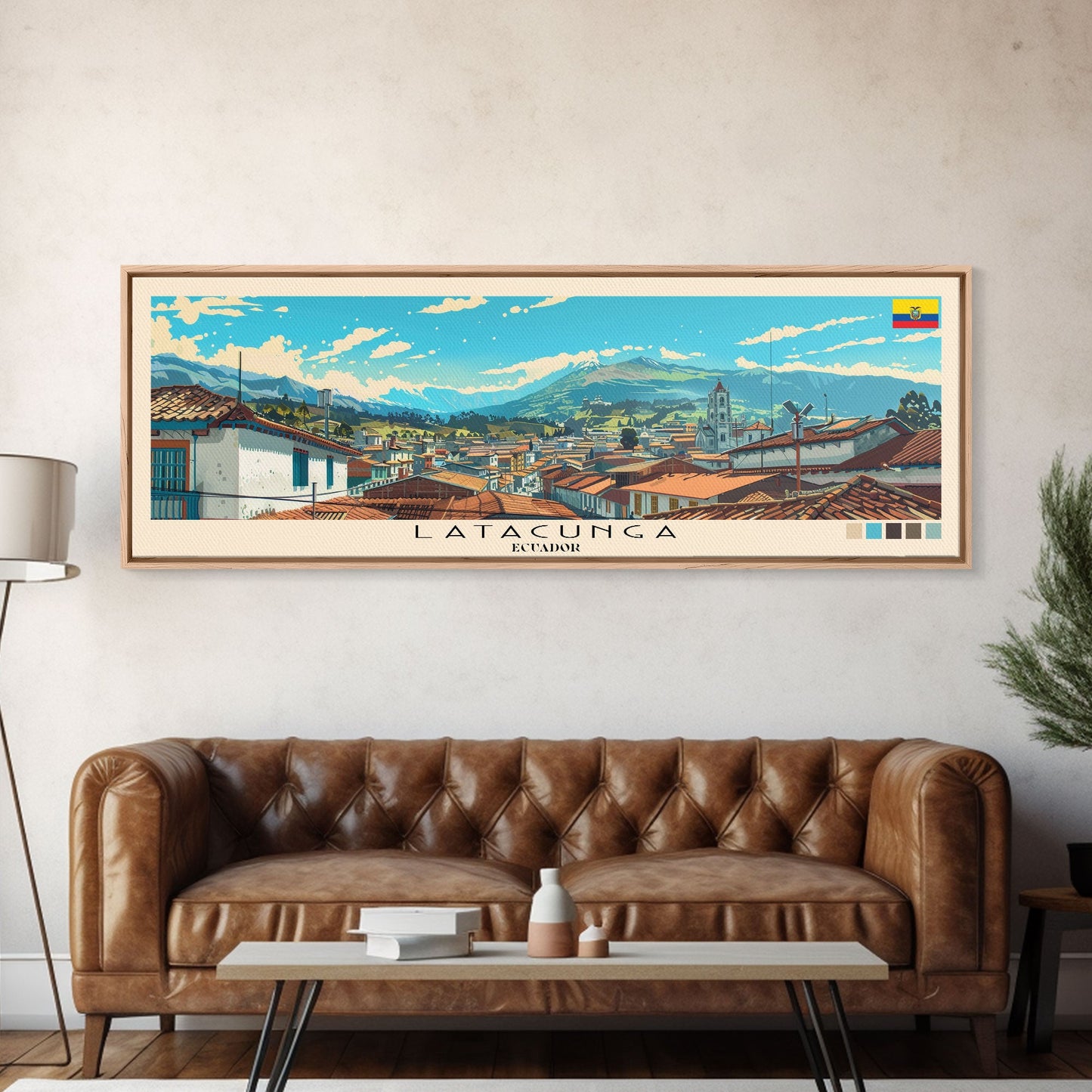 Latacunga, Ecuador Panoramic Canvas Print, Latacunga, Ecuador Painting, Ecuador Art, Latacunga Travel Poster, Travel Art, Housewarming Gift