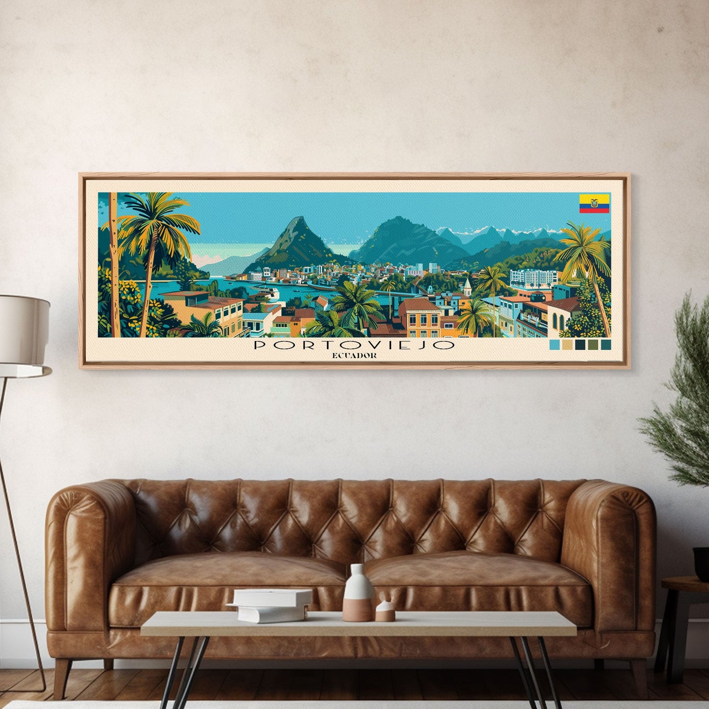 Portoviejo, Ecuador Panoramic Canvas Print, Portoviejo, Ecuador Painting, Ecuador Art, Portoviejo Travel Poster, Travel Art, Guest Room Painting