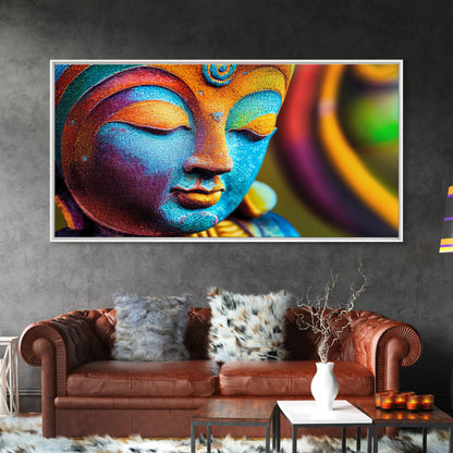 Colorful Buddha Canvas Wall Art, Framed Canvas Print, Buddhism Print, Yoga, Zen Wall Art, Buddha Decor