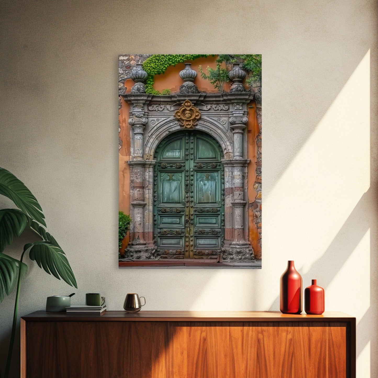 Change23 Hacienda Architecture Framed Canvas Print, Mexican Wall Art, Art of Mexico, Original Artwork, Wood Framed Ready To Hang