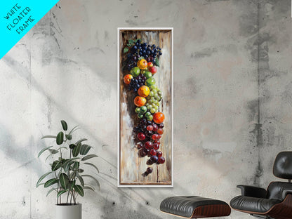 Retro Kitchen Wall Art, Still Life Painting Of Fruit Canvas Print, Narrow Art, Narrow Wall Art, Tall Skinny Art, Skinny Narrow Wall Art
