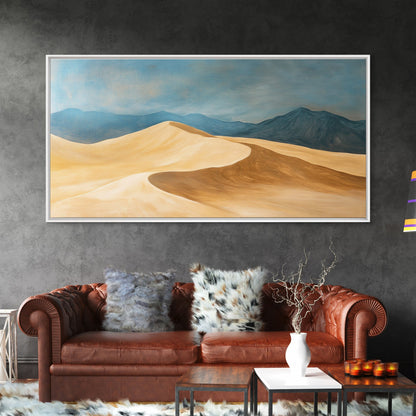 Desert Landscape, Mountain Painting, Rustic Decor, Southwest Wall Art, Framed Canvas Print, Panoramic Art, Earthy Tones Wall Art