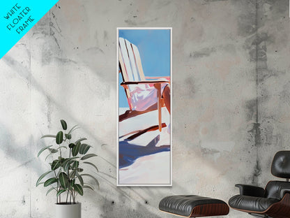 Beach Chair Relaxation, coastal art, summer vibes, minimalist beach painting, modern wall decor, living room art, framed canvas print