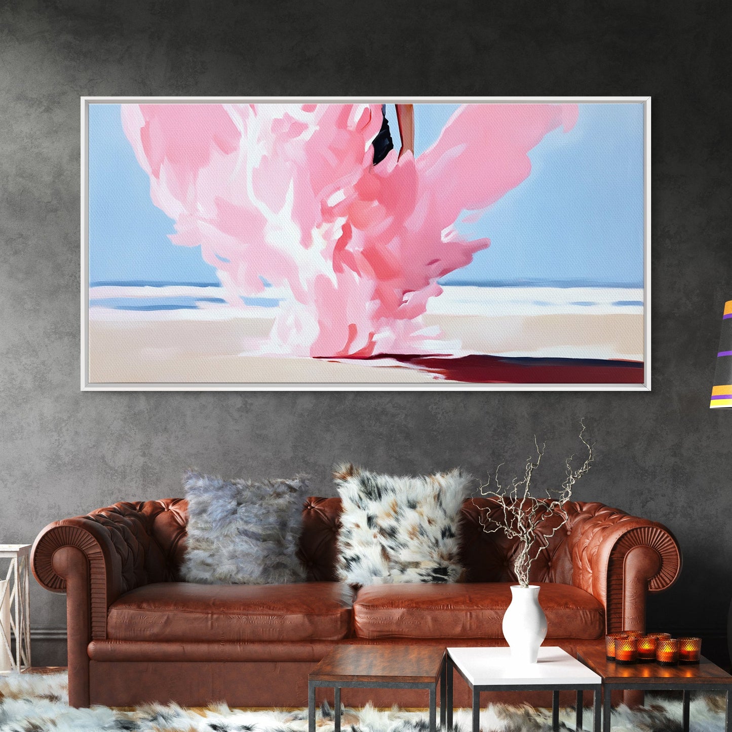 Pink Smoke Painting, Abstract Dreamy Art, Surreal Cloud Wall Decor, Soft Pastel Aesthetic, Modern Statement Piece, Canvas Print