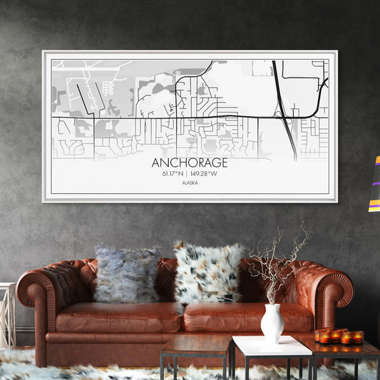 Anchorage Street Map, Alaska Map, Map Print, Modern Art, Wall Art, Canvas Print, Bedroom Décor, City Map Wall Art, Minimalist Décor, Prints