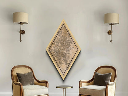 Colorado Springs Diamond Shaped Travel Poster, Custom Diamond Shaped Wall Art, City Map Canvas