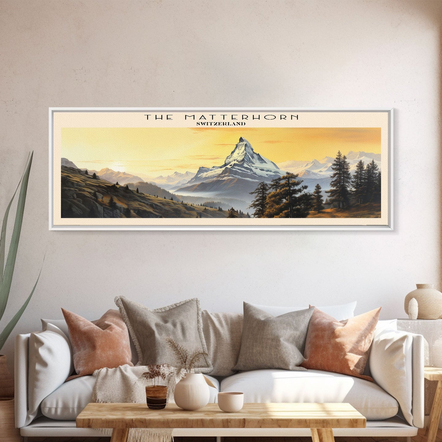 The Matterhorn Travel Poster Print, Framed Canvas Print, COUNTRY Travel Art, Wood Framed Art, Wall Hanging, Home Decor