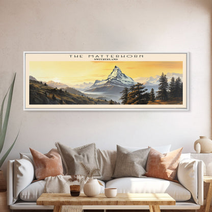 The Matterhorn Travel Poster Print, Framed Canvas Print, COUNTRY Travel Art, Wood Framed Art, Wall Hanging, Home Decor