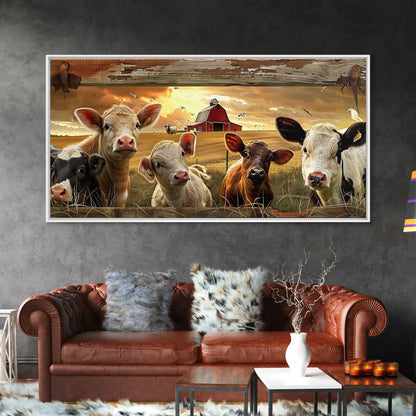 Charming desert garden with blooming cacti and sunset, Framed Canvas Print, perfect for rustic farmhouse living room art